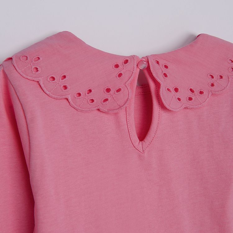 Pink long sleeve blouse with collar