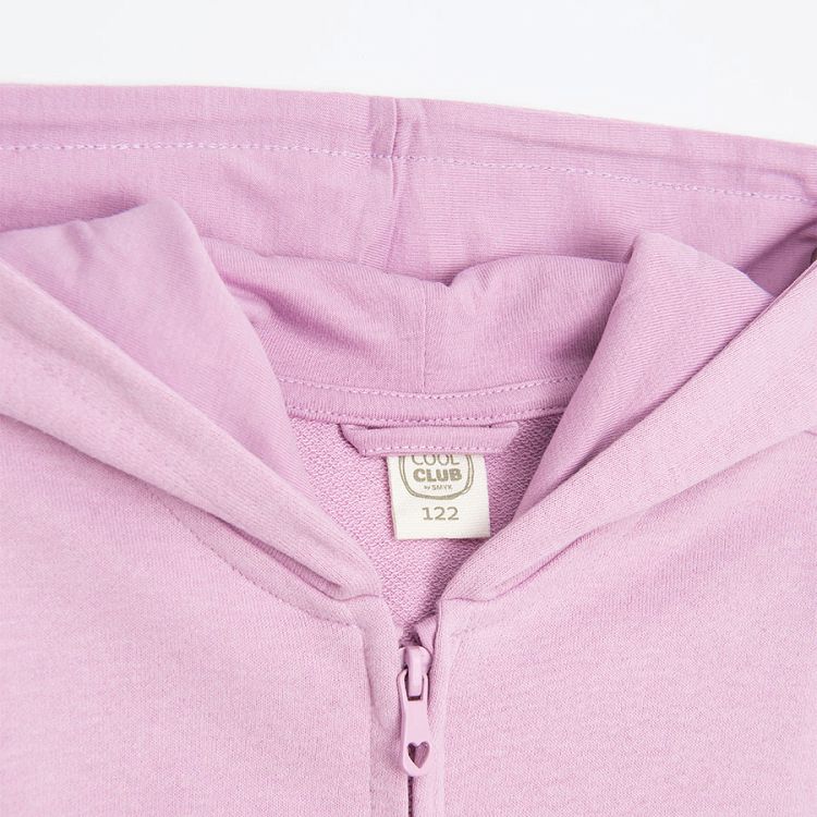 Purple hooded zip through sweatshirt