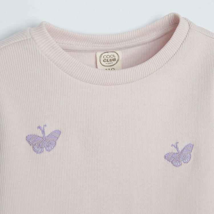 Light purple long sleeve blouse with butterflies