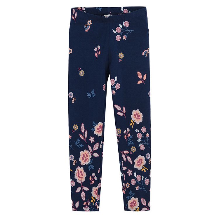 Blue floral leggings