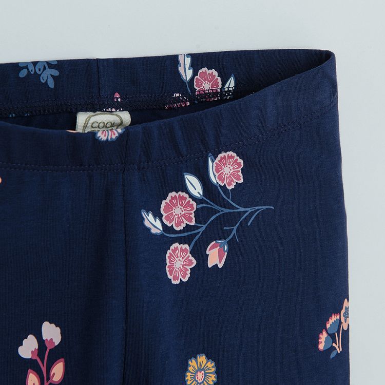 Blue floral leggings