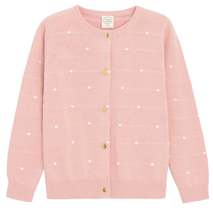 Pink polka dot button down cardigan