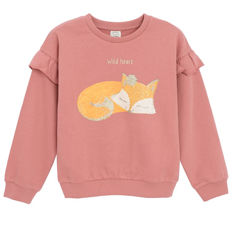 Dusty pink sweatshirt with fox and WILD HEART print