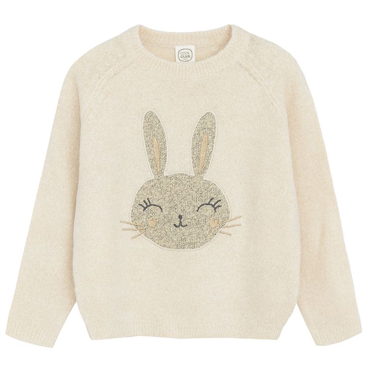 Ecru sweater with bunny print