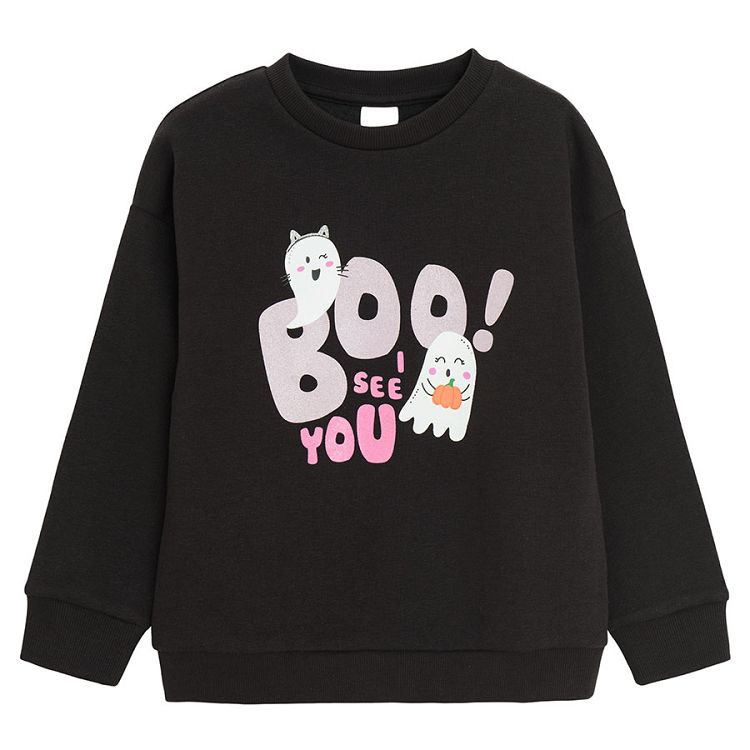 Halloween black sweatshirt with ghost print