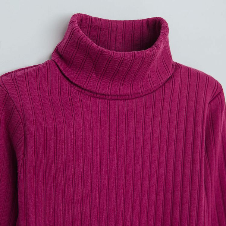 Pink turtleneck long sleeve blouse