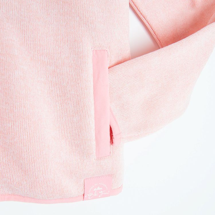 Pink zip through sweatshirt with high neck