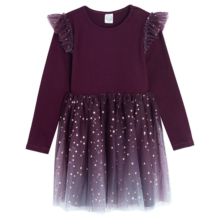 Purple tulle long sleeve party dress and tulle skirt