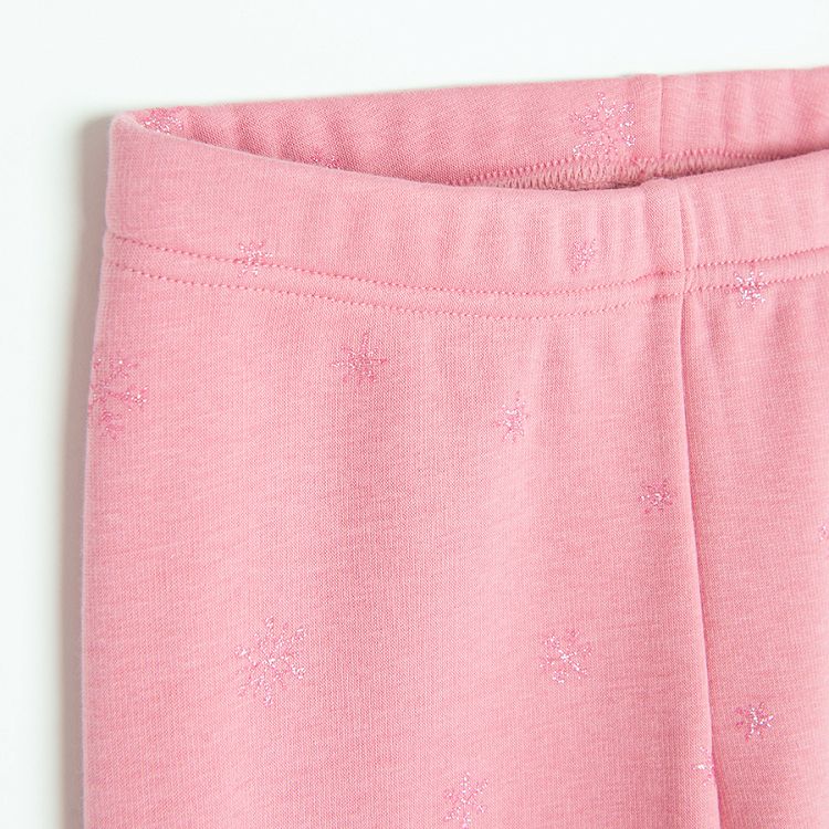 Dusty pink jeggings with small snowflakes print