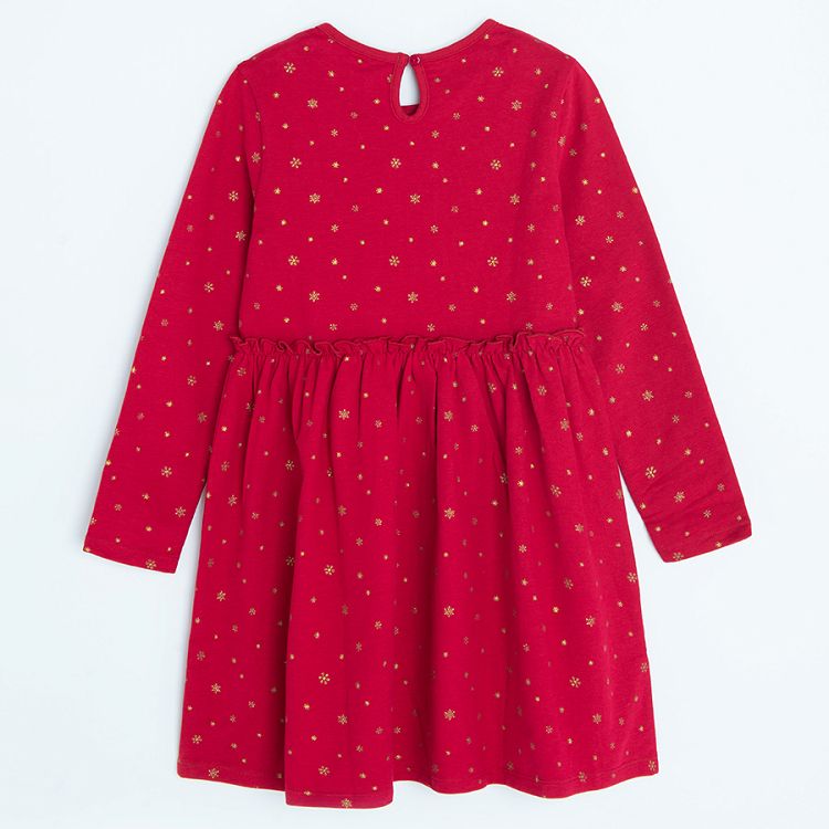 Red party long sleeve dress with stars print