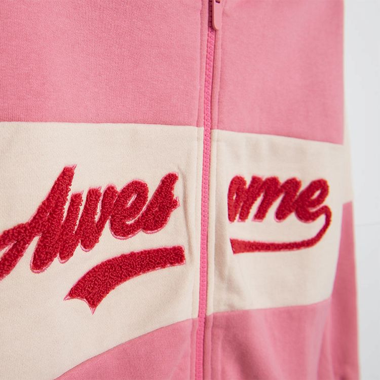 White and pink hooded seatshirt with 'Awesome' print