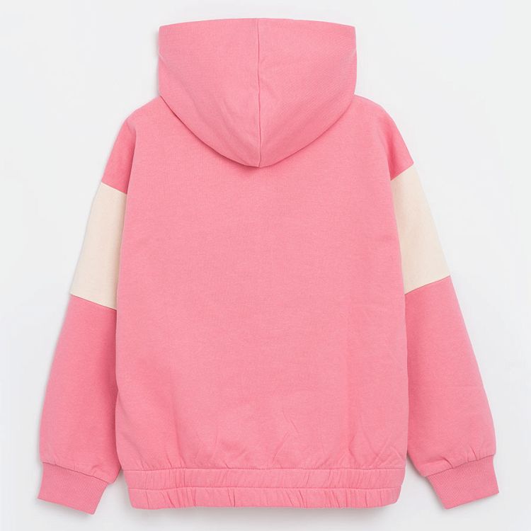 White and pink hooded seatshirt with 'Awesome' print