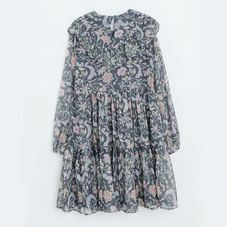 Blue floral long sleeve dress