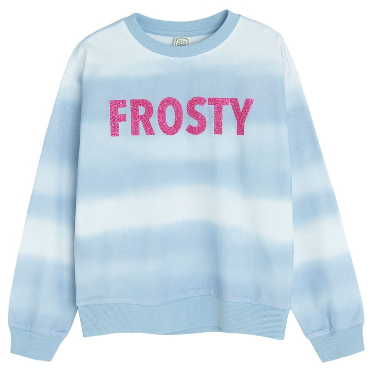 סווטשירט תכלת עם הדפס 'Frosty'