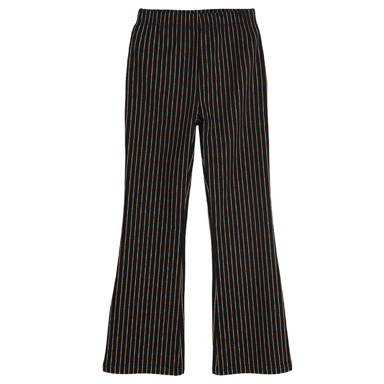 Black stripes wide leg leggings