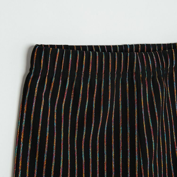 Black stripes wide leg leggings