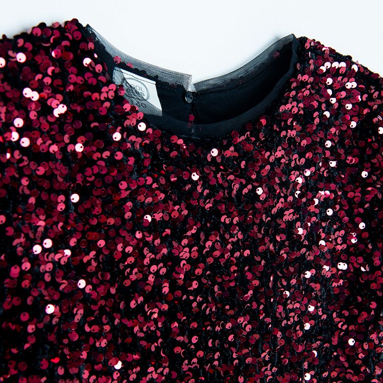 Red sequin short sleeve dress