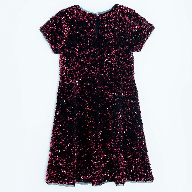 Red sequin short sleeve dress