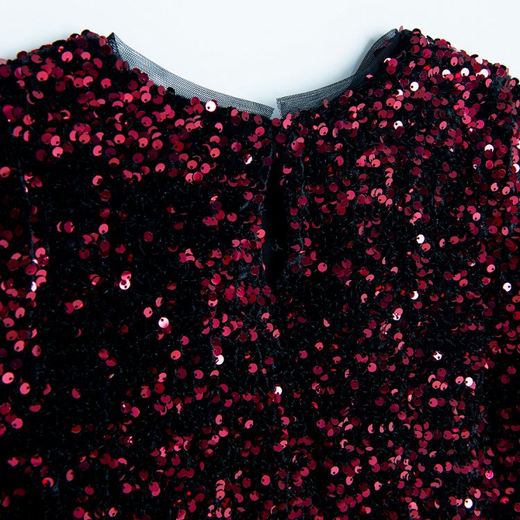 Red sequin short sleeve dress