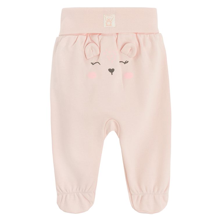 White and pink footed leggings with panda and various animal prints