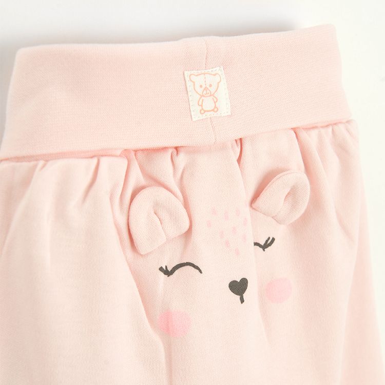 White and pink footed leggings with panda and various animal prints