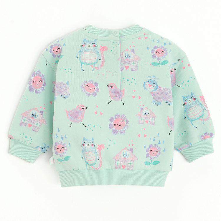 Mint jogging set with cheeks and animals print