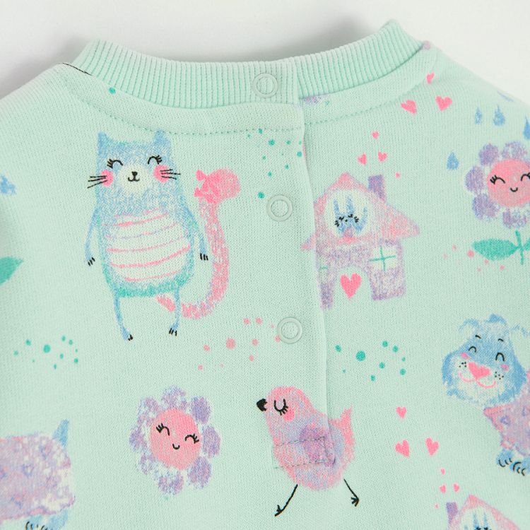 Mint jogging set with cheeks and animals print