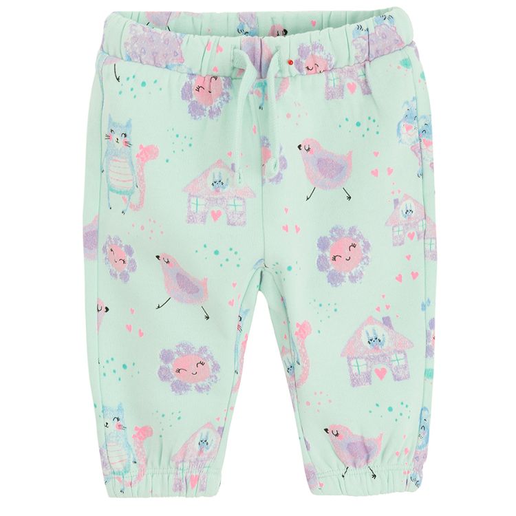 Mint jogging set with cheeks and animals print