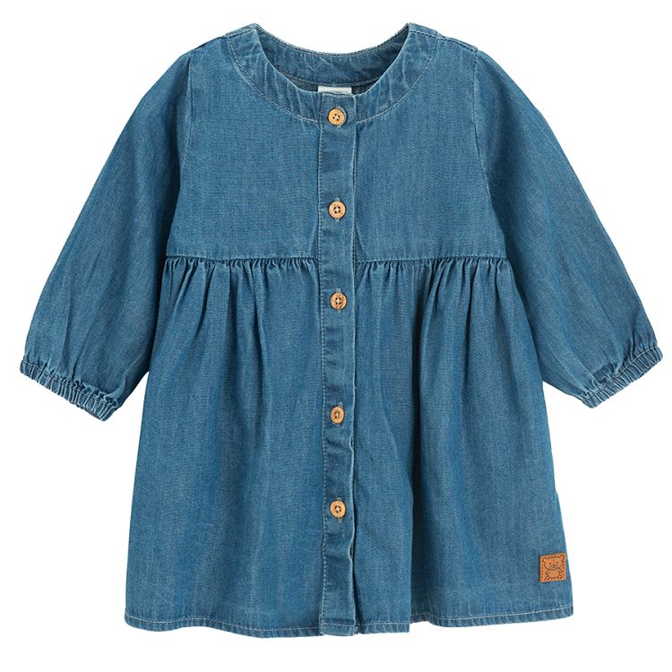 Denim long sleeve dress with buttons