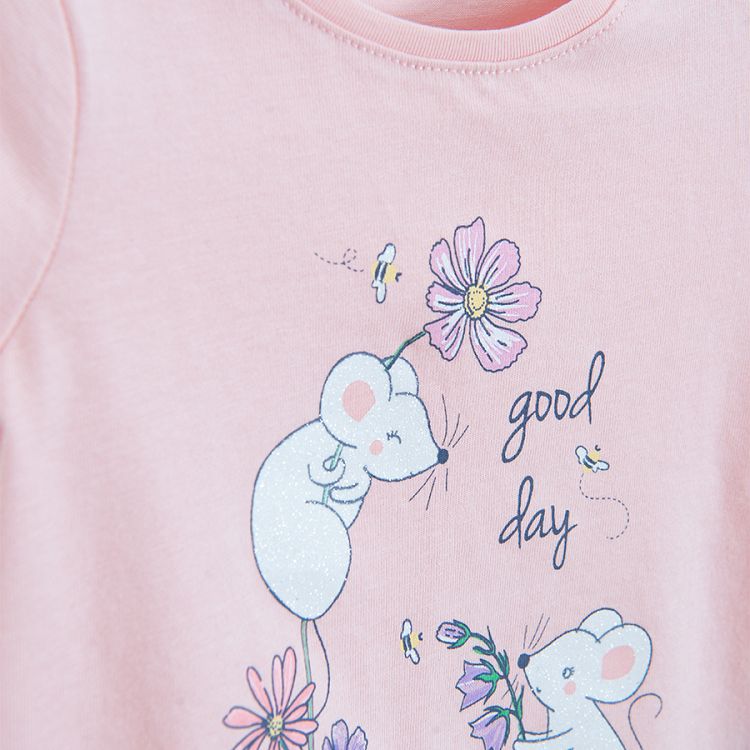 Pink T-shirt with mice print