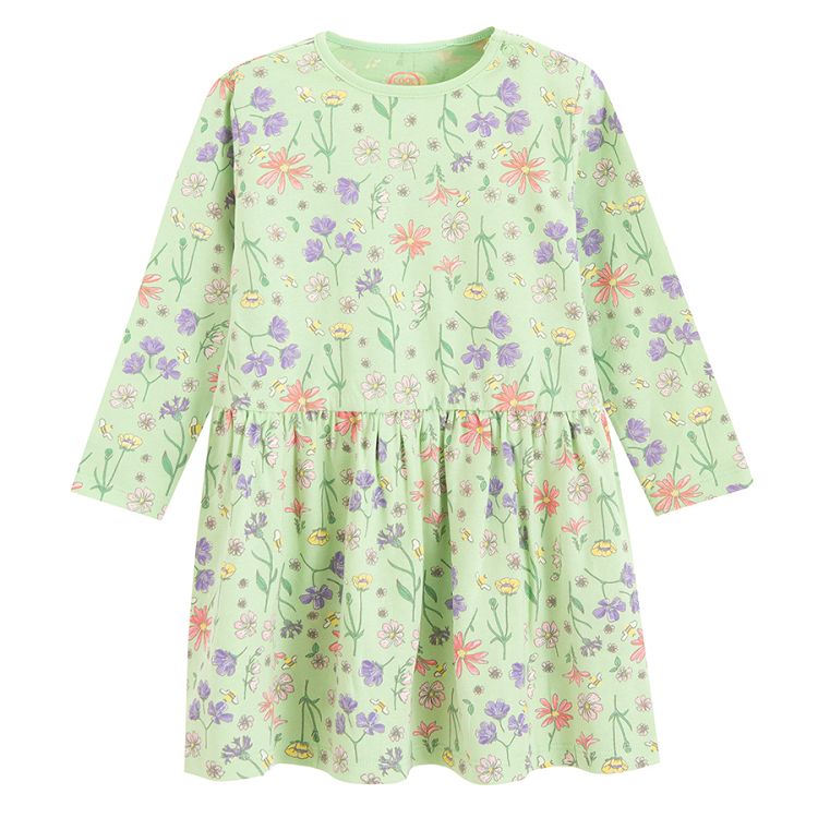 Mint floral long sleeve dress