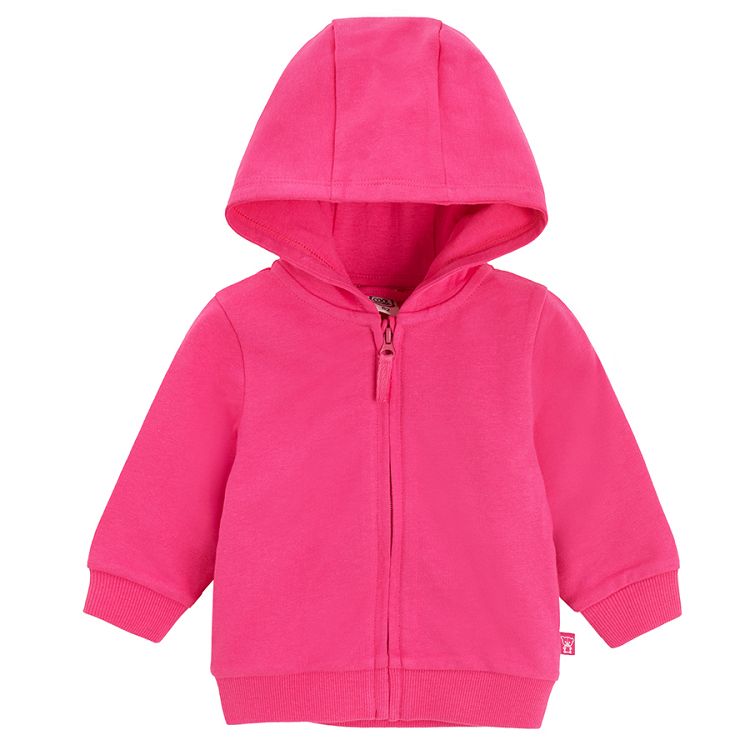 Fucshia zip through hoosed sweatshirt