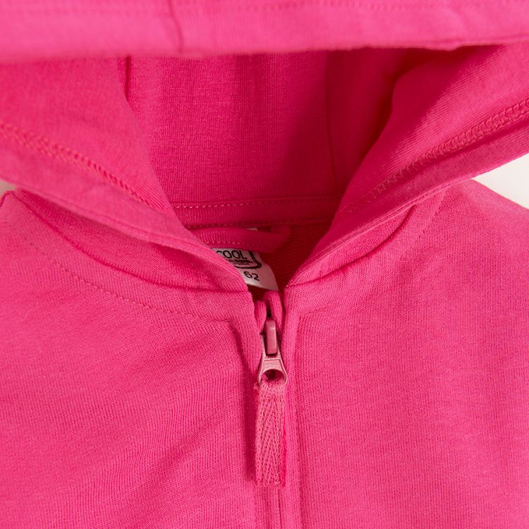 Fucshia zip through hoosed sweatshirt