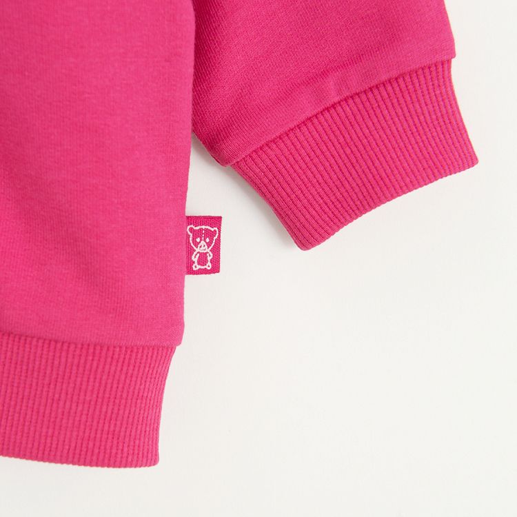 Fucshia zip through hoosed sweatshirt