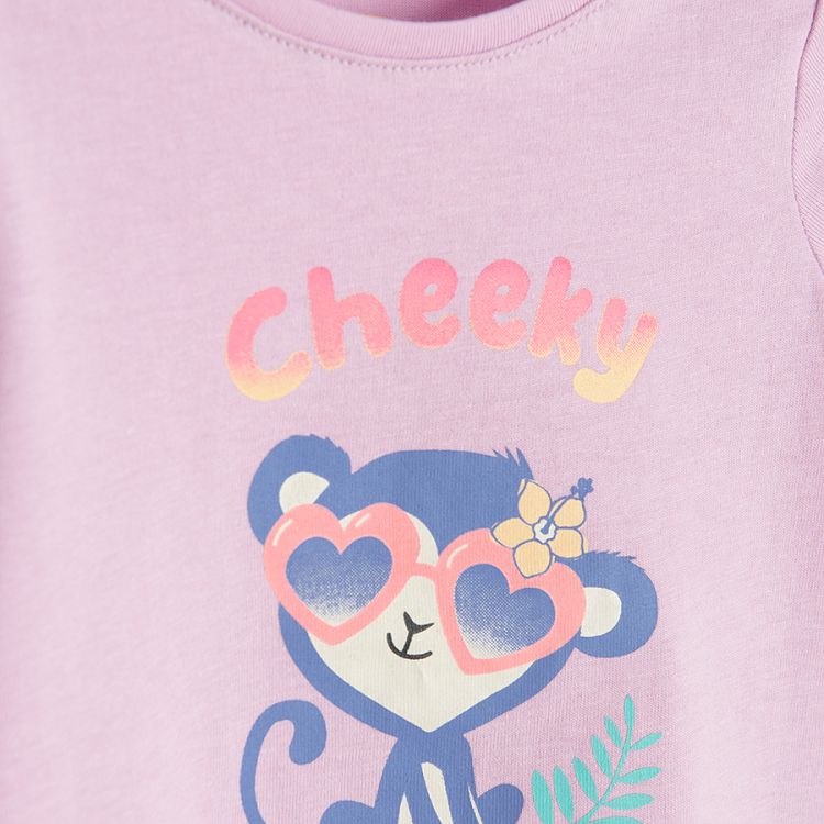 Purple T-shirt with Cheeky monkey print