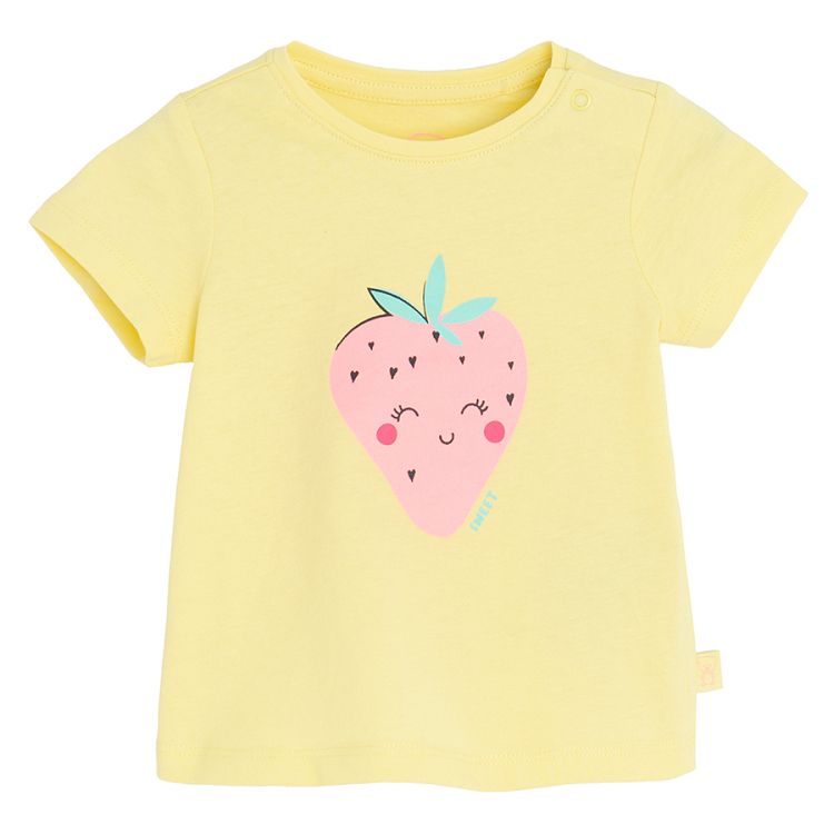 Yellow T-short with strawberry print