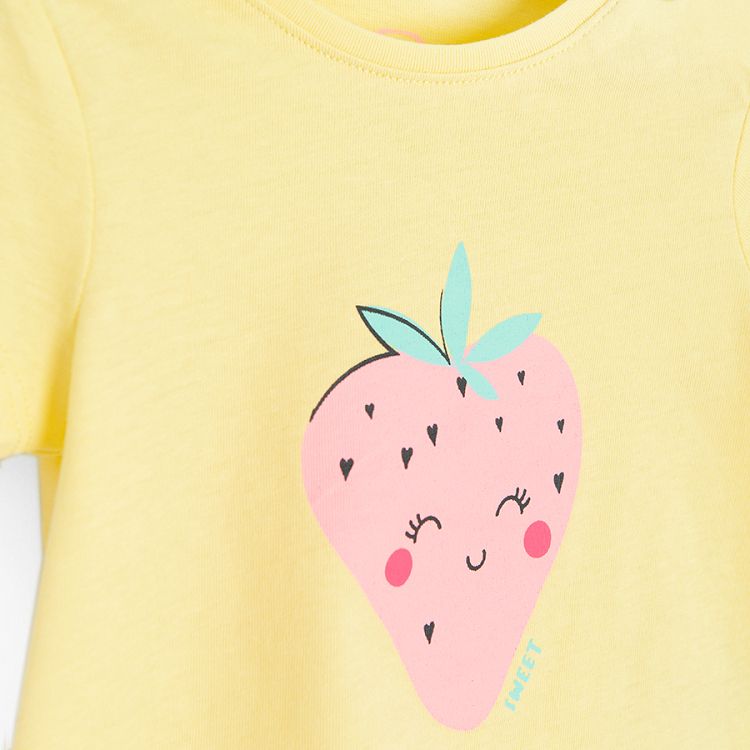 Yellow T-short with strawberry print