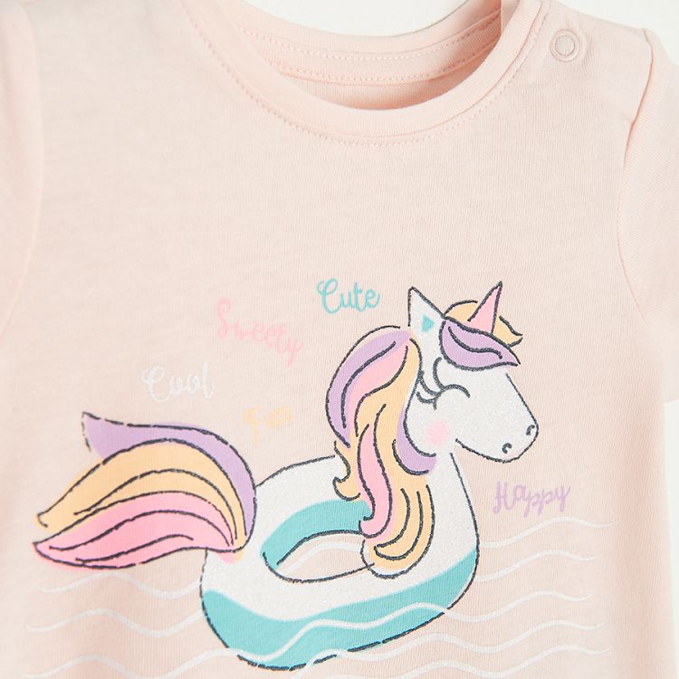 Pink T-shirt with unicorn floaty print