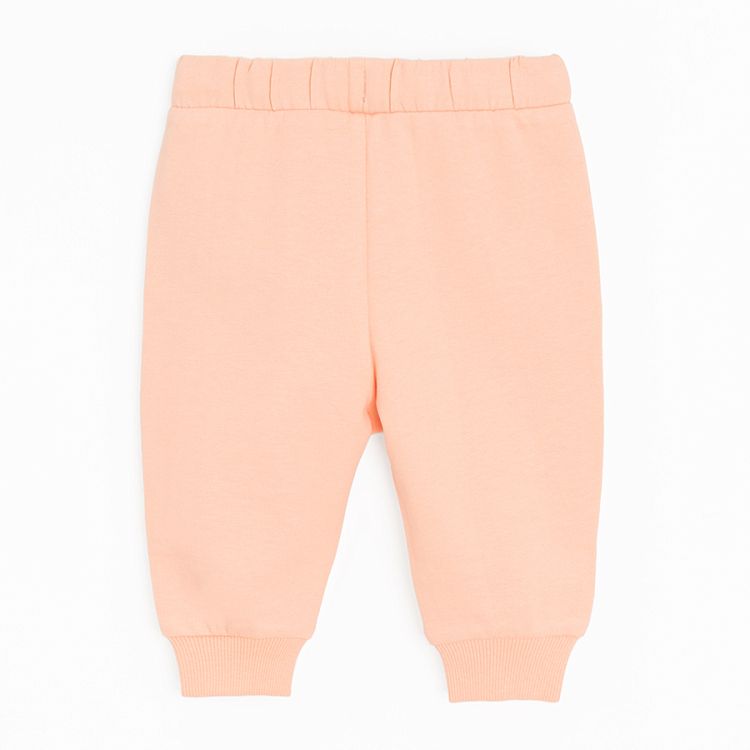 Peach jogging pants with jellyfish print and cord