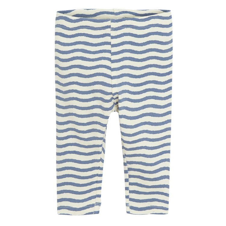 Peach, striped and cream leggings- 3 pack