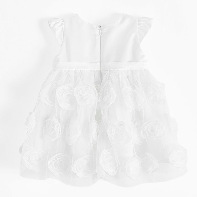 White short sleeve party dress with tulle skirt