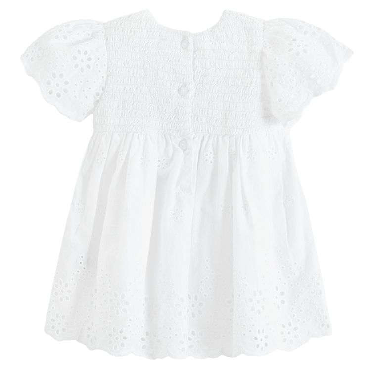 White shirt sleeve party dress with tulle skirt and matching headback- 2 pieces