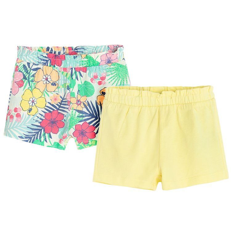 Yellow and floral shorts- 2 pack