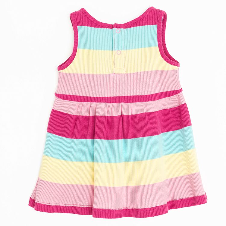 Mix color stripped sleeveless dress