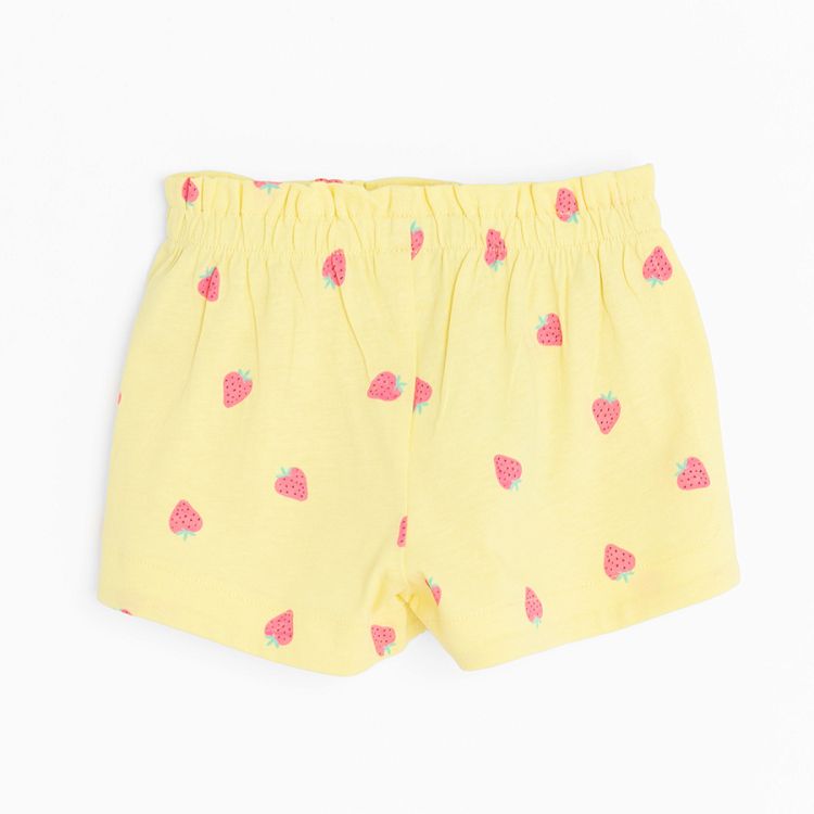 Yellow shorts with strawberries print