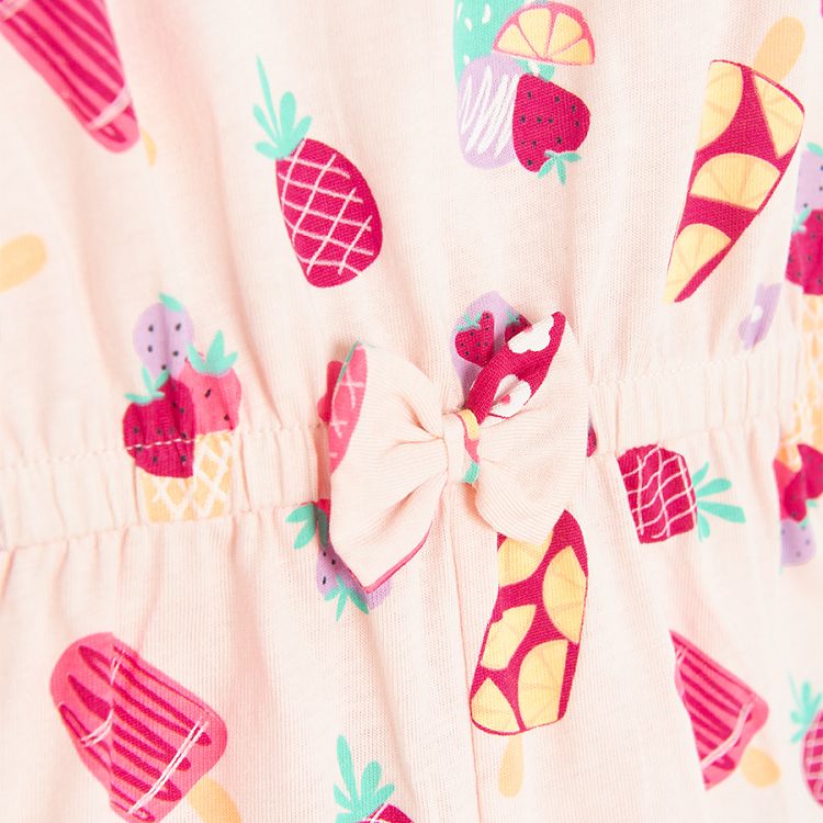 Pink dungaree shorts with ice cream print