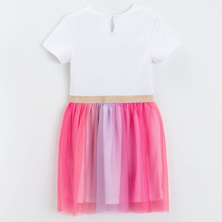 Short sleeve dress with rainbow print and rainbow tutu skirt