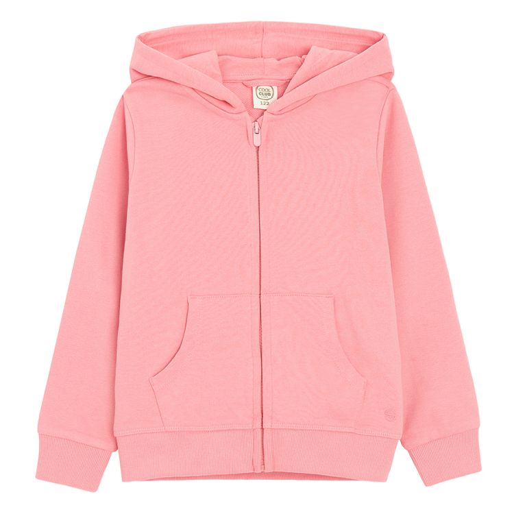 Light pink zip through hooded sweatshirt