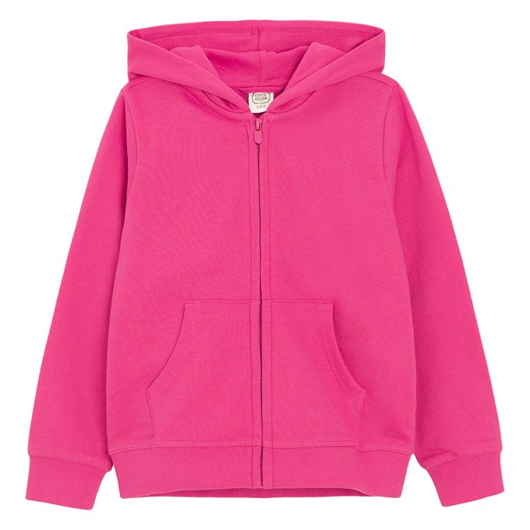 Fuchsia zip through hooded sweatshirt