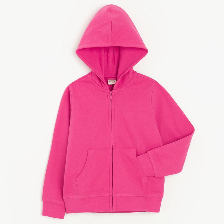 Fuchsia zip through hooded sweatshirt